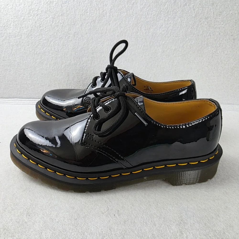 Dr. Martens 1461 Black Patent Lamper Leather 3-Eye Oxford Shoes Womens 8 10084